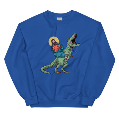 Jesus Riding T-Rex Adult Sweatshirt