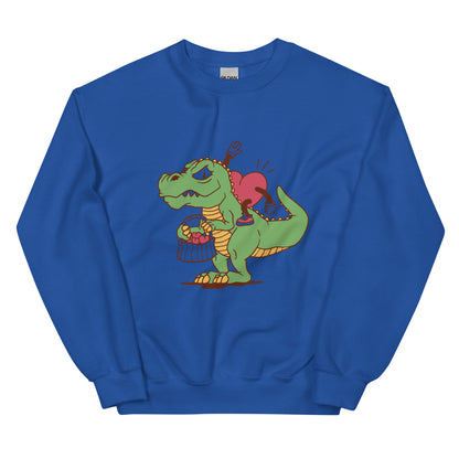 Valentine's Heart Riding Dino Adult Sweatshirt