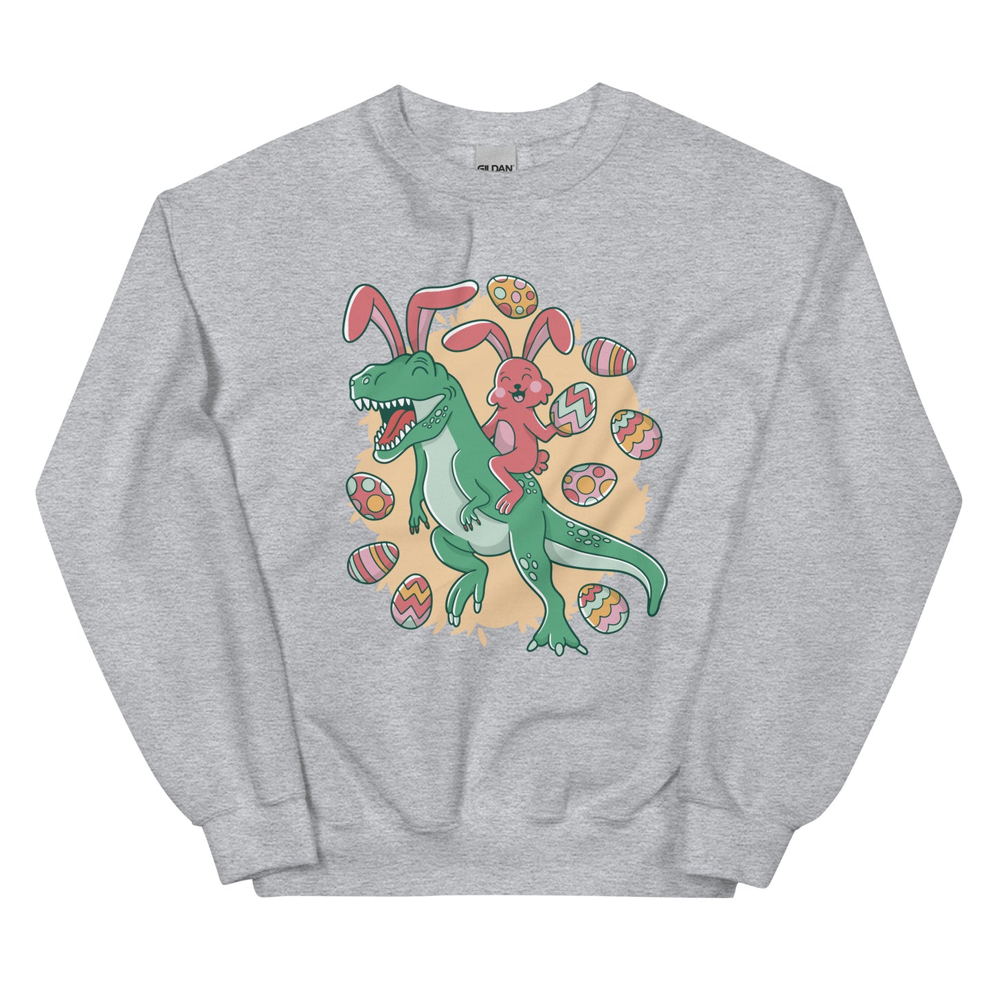 Easter Bunny Riding T-Rex Adult Sweatshirt