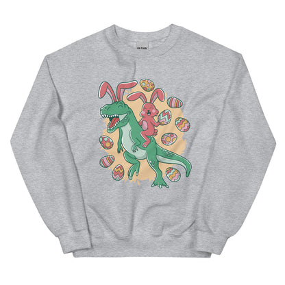 Easter Bunny Riding T-Rex Adult Sweatshirt