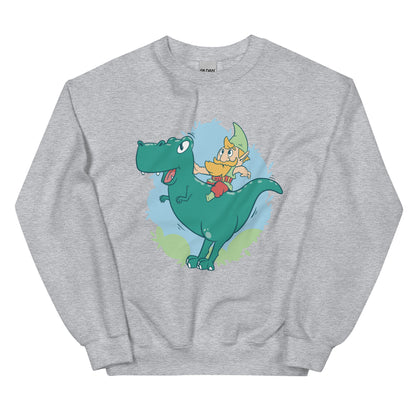 Gnome on a T-Rex Adult Sweatshirt