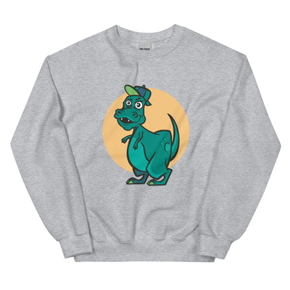 Green Cap Dino Adult Sweatshirt