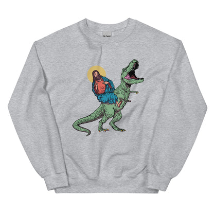 Jesus Riding T-Rex Adult Sweatshirt