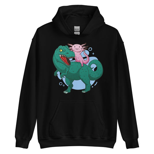 Adult Axolotl Riding T-Rex Hoodie