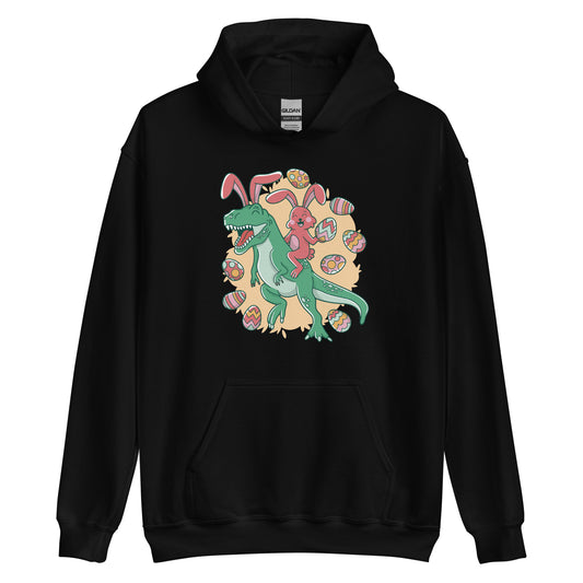 Easter Bunny Riding T-Rex Adult Hoodie