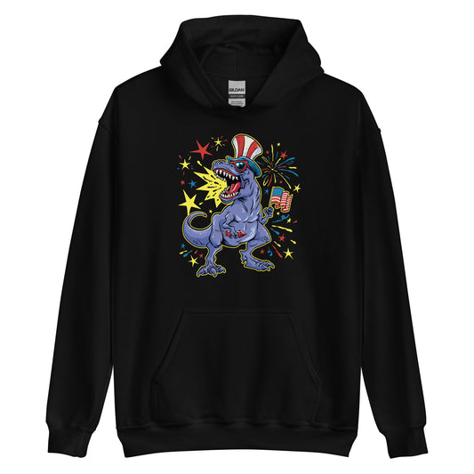 Fourth of July Fireworks T-Rex Adult Hoodie