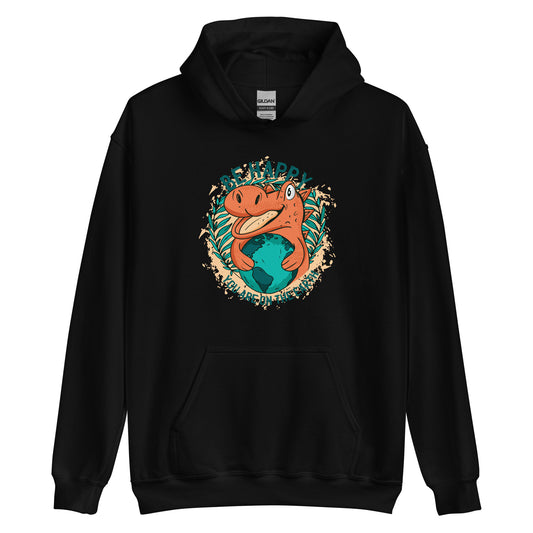 Be Happy Dino Adult Hoodie