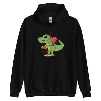 Valentine's Heart Riding Dino Adult Hoodie