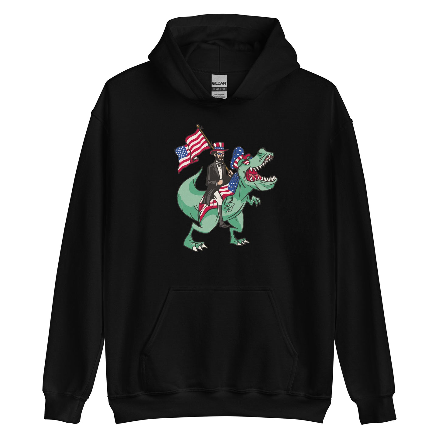 Abe Lincoln Riding T-Rex Adult Hoodie