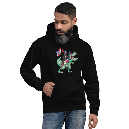 Abe Lincoln Riding T-Rex Adult Hoodie