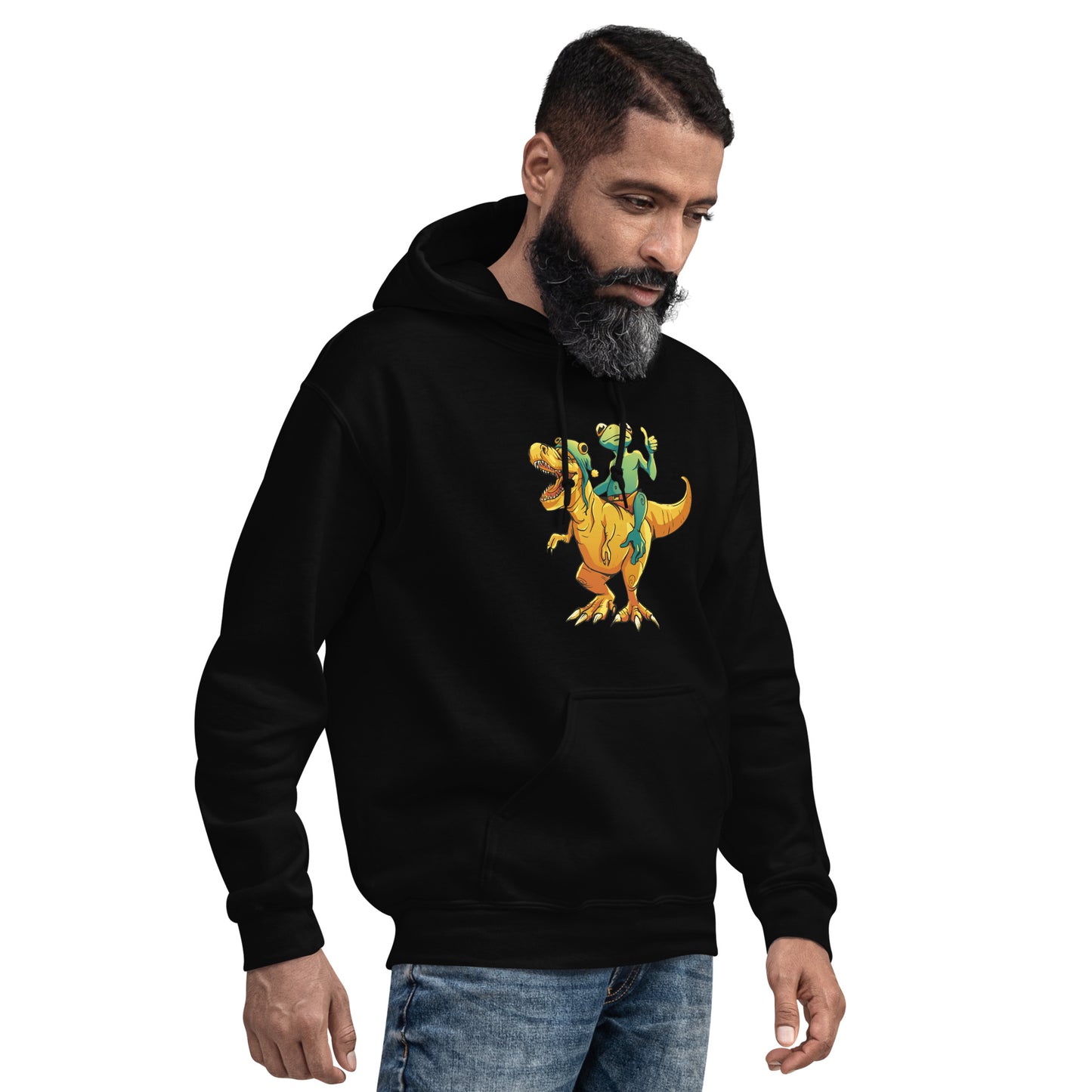 Frog on a Dino Adult Hoodie