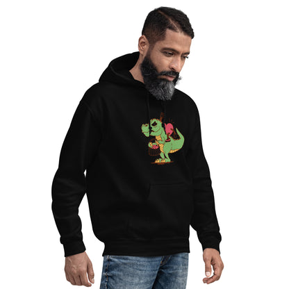 Valentine's Heart Riding Dino Adult Hoodie