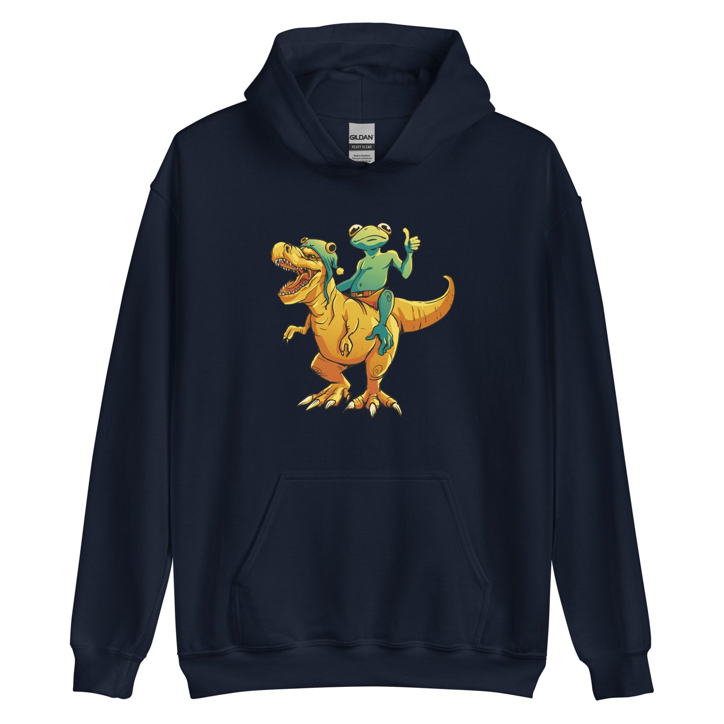 Frog on a Dino Adult Hoodie