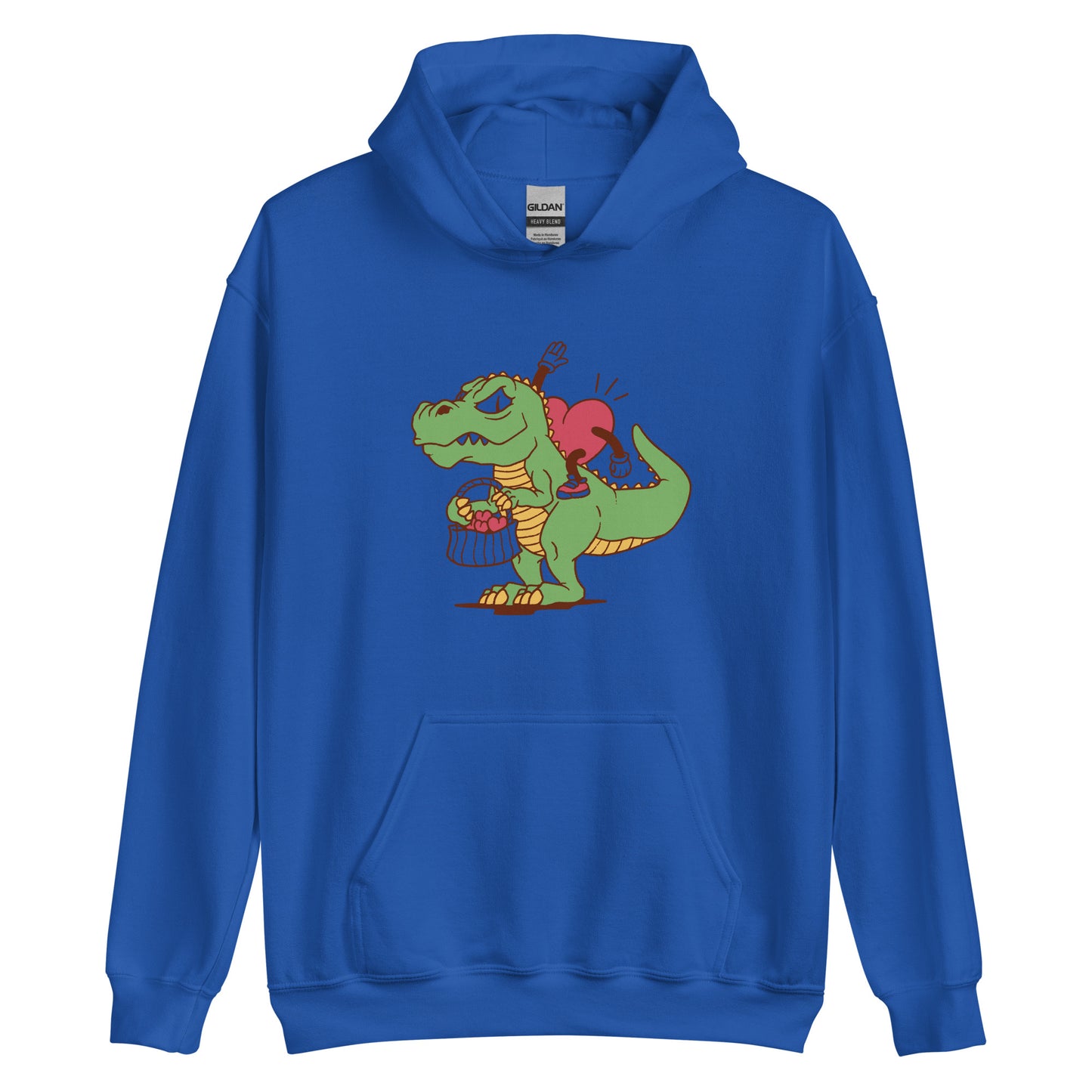 Valentine's Heart Riding Dino Adult Hoodie