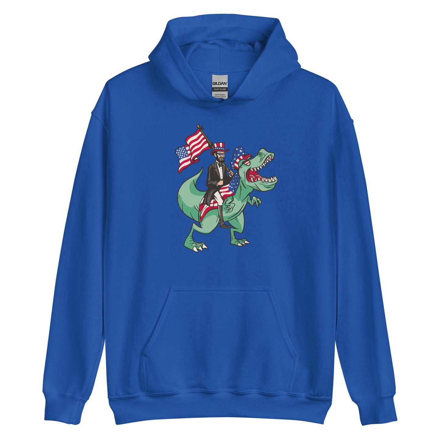 Abe Lincoln Riding T-Rex Adult Hoodie