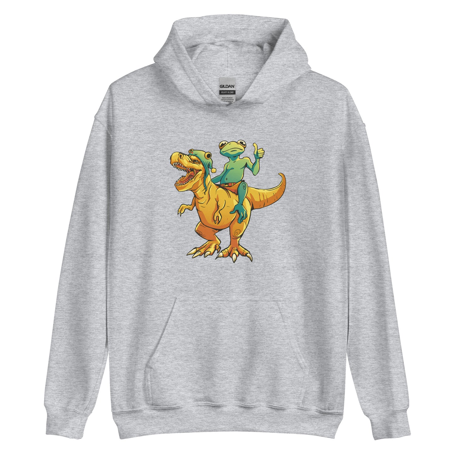 Frog on a Dino Adult Hoodie