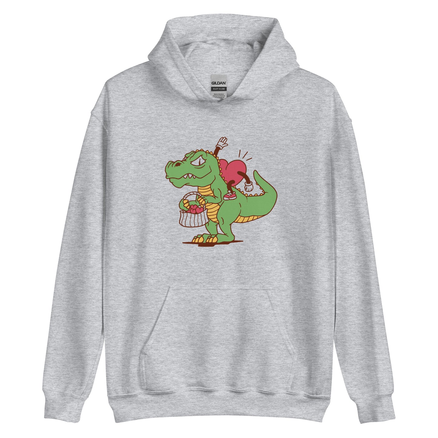 Valentine's Heart Riding Dino Adult Hoodie