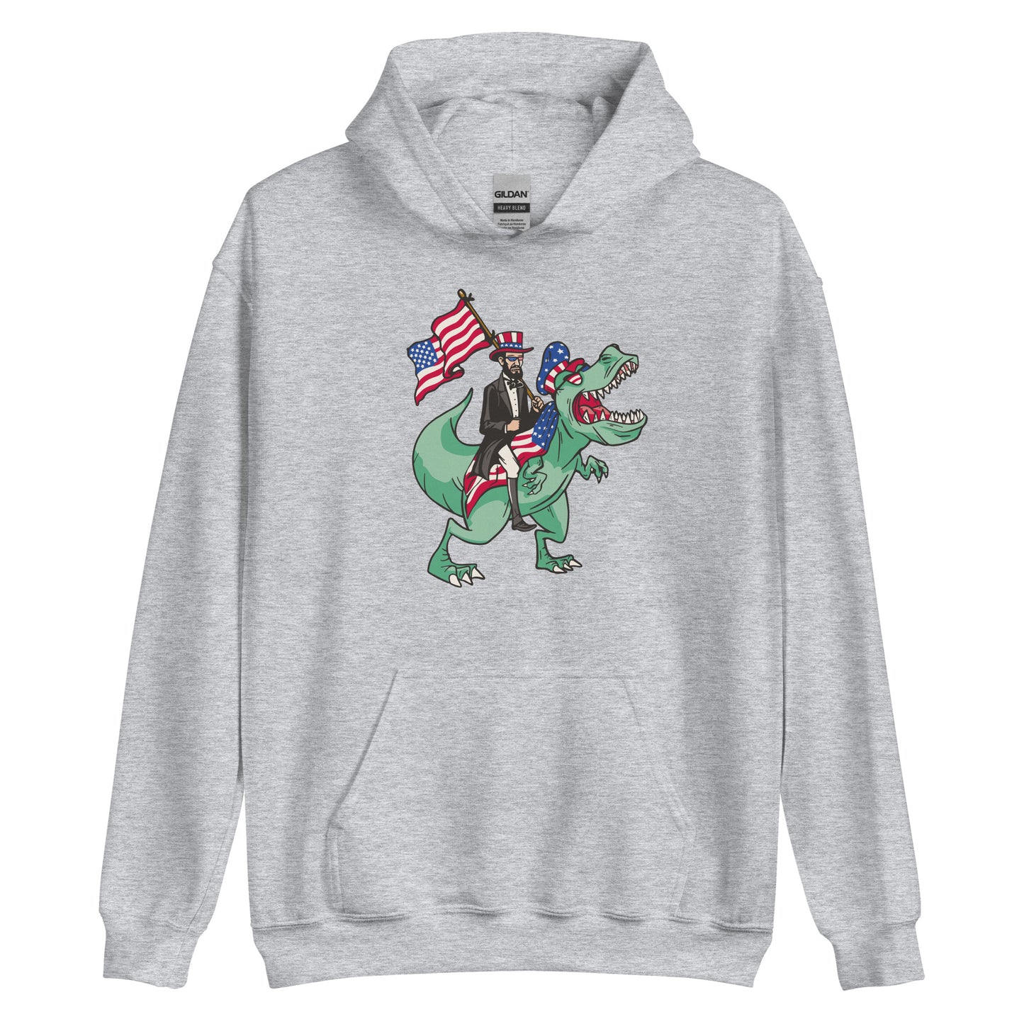 Abe Lincoln Riding T-Rex Adult Hoodie