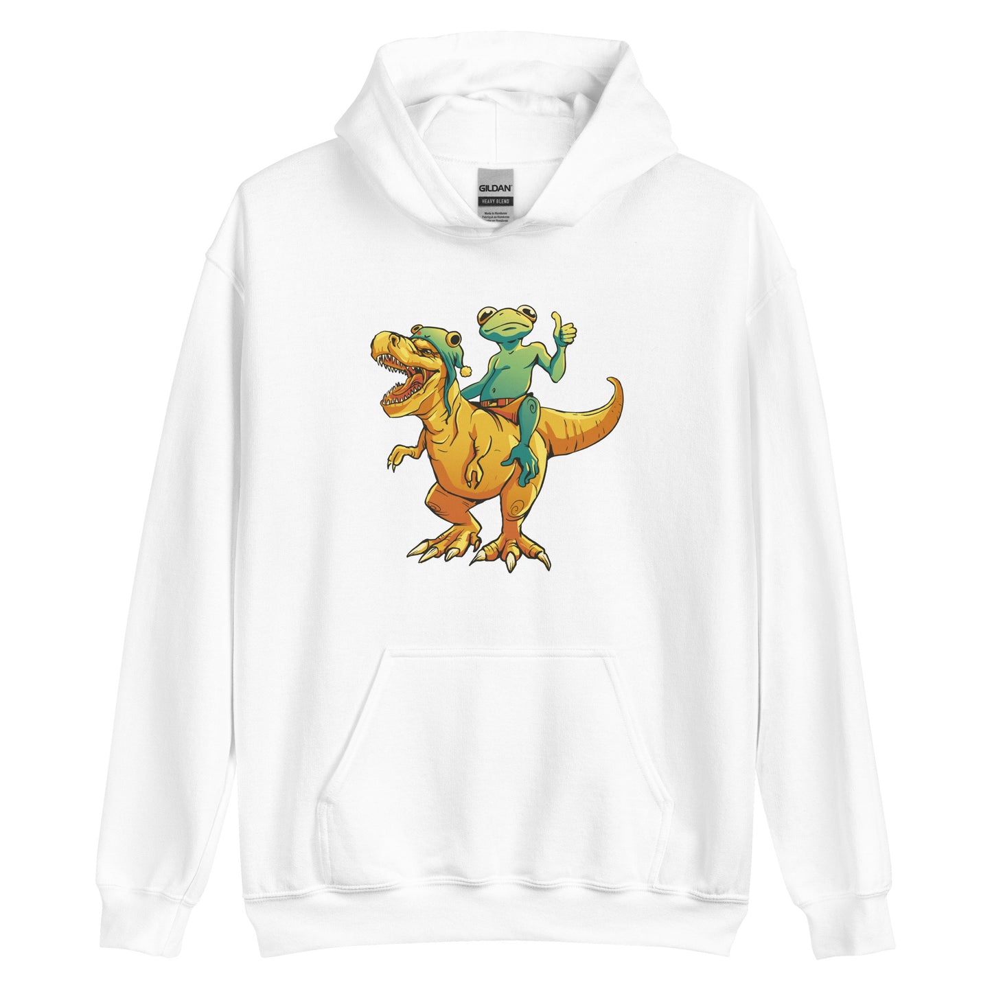 Frog on a Dino Adult Hoodie