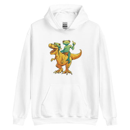 Frog on a Dino Adult Hoodie