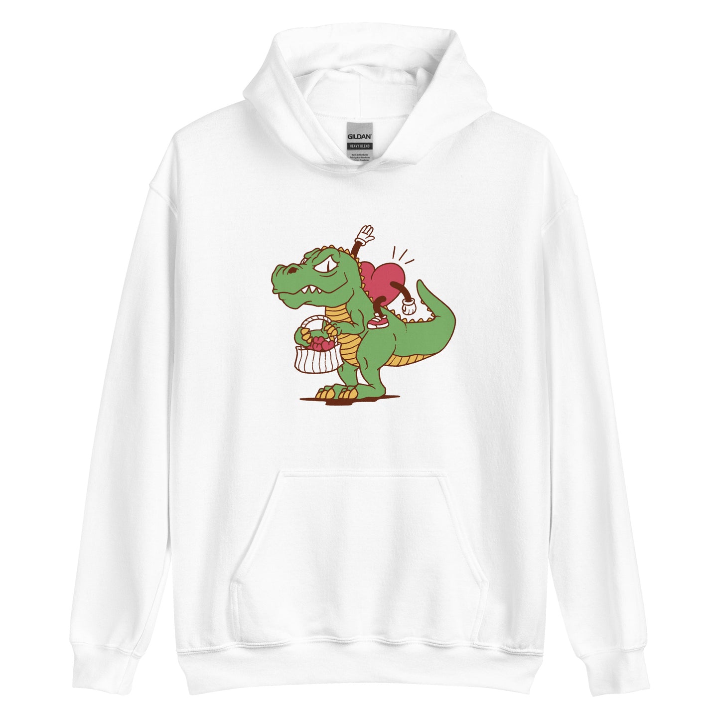 Valentine's Heart Riding Dino Adult Hoodie