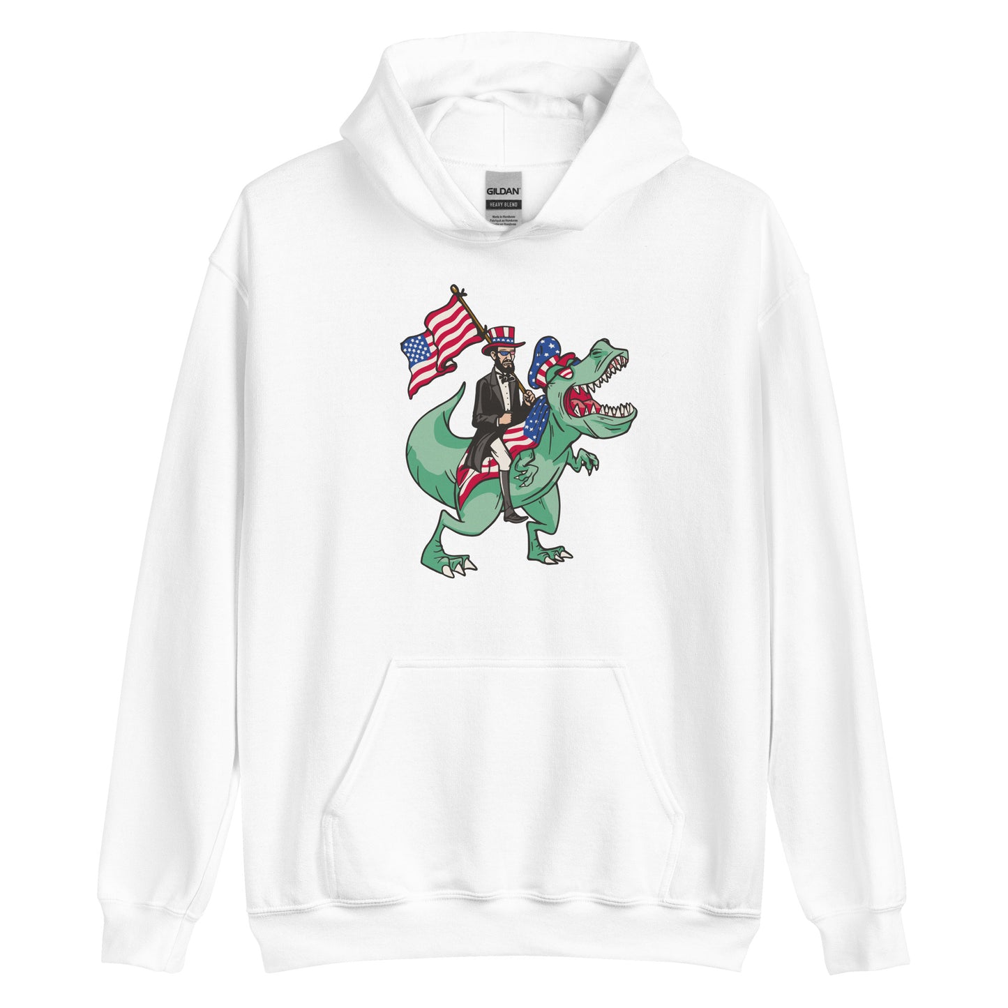 Abe Lincoln Riding T-Rex Adult Hoodie