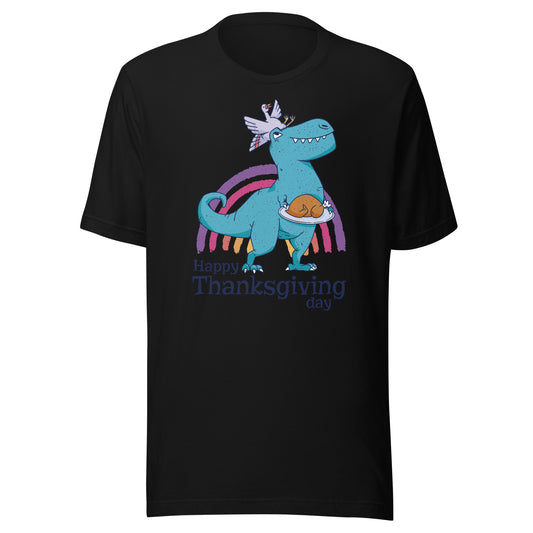 Adult Happy Thanksgiving Dino T-Shirt