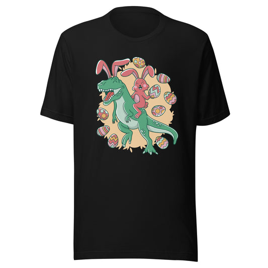 Easter Bunny Riding T-Rex Adult T-Shirt