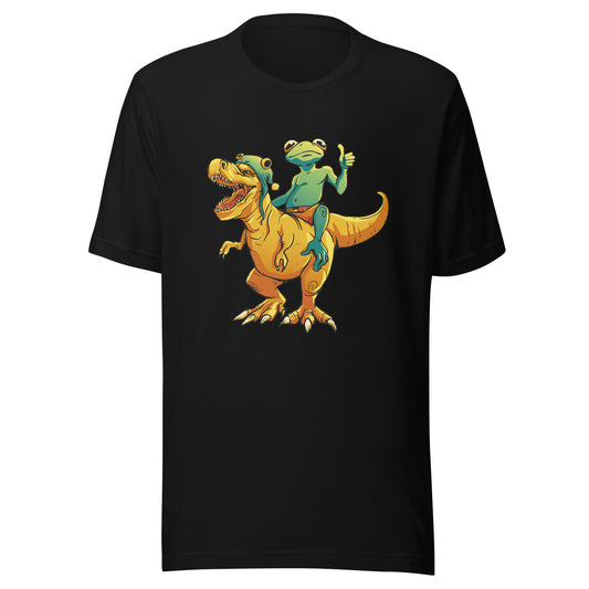 Frog on a Dino Adult T-Shirt