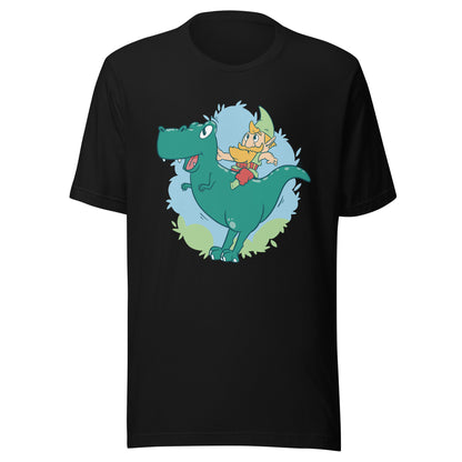 Gnome on a T-Rex Adult T-Shirt