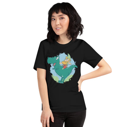 Gnome on a T-Rex Adult T-Shirt