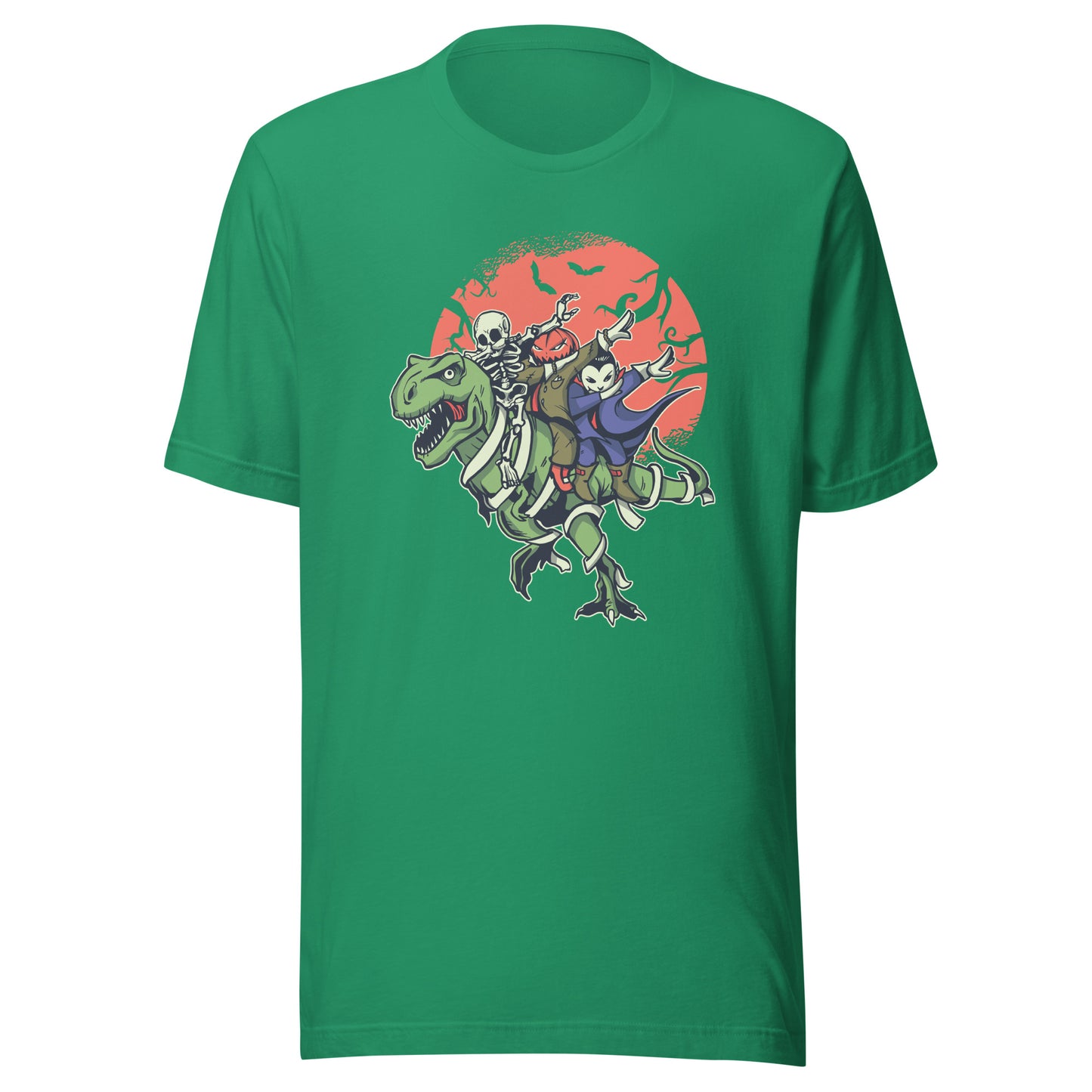 Adult Halloween Monsters Riding T-Rex T-Shirt