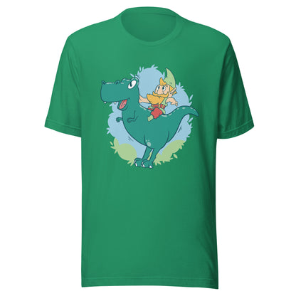 Gnome on a T-Rex Adult T-Shirt