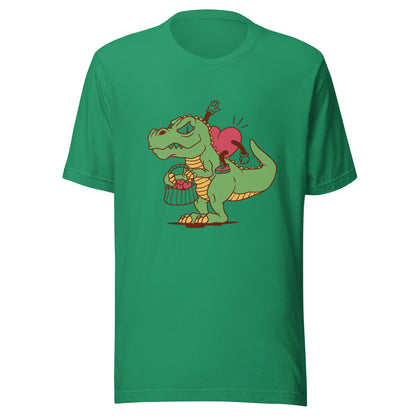 Valentine's Heart Riding Dino Adult T-Shirt