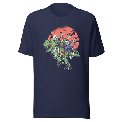 Adult Halloween Monsters Riding T-Rex T-Shirt