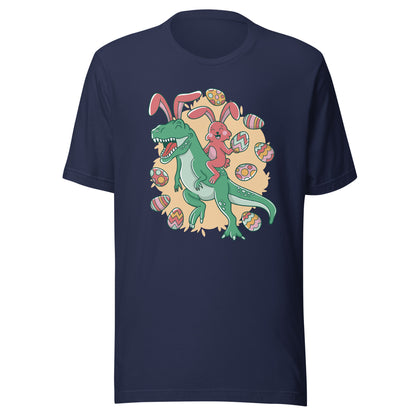 Easter Bunny Riding T-Rex Adult T-Shirt