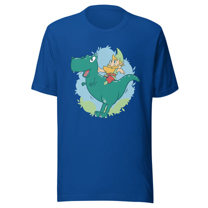 Gnome on a T-Rex Adult T-Shirt