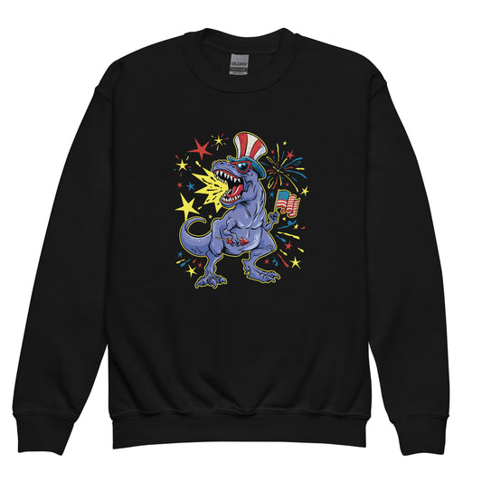 Fourth of July Fireworks T-Rex Youth Sweatshirt