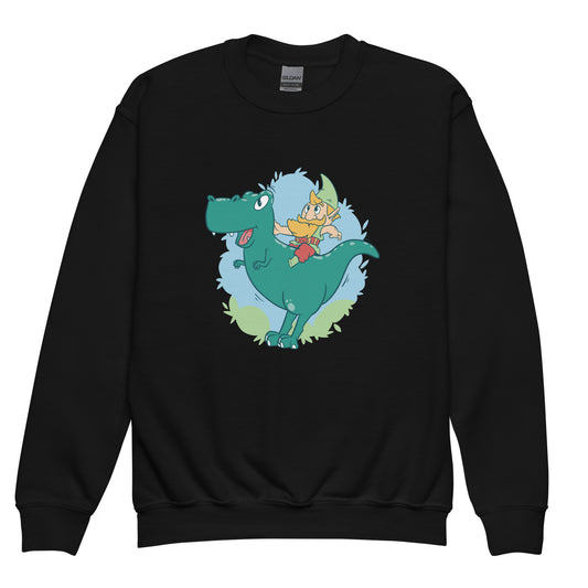 Gnome on a T-Rex Youth Sweatshirt