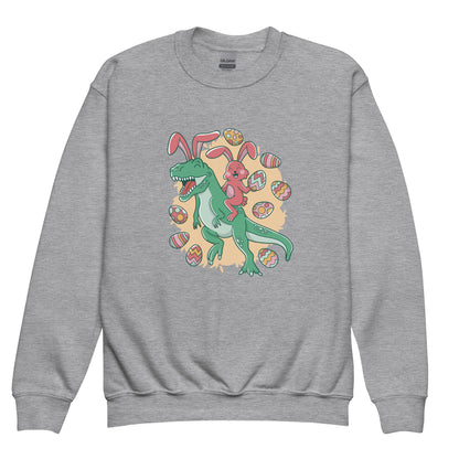 Easter Bunny Riding T-Rex Youth Sweatshirt