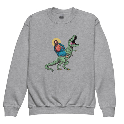 Jesus Riding T-Rex Youth Sweatshirt