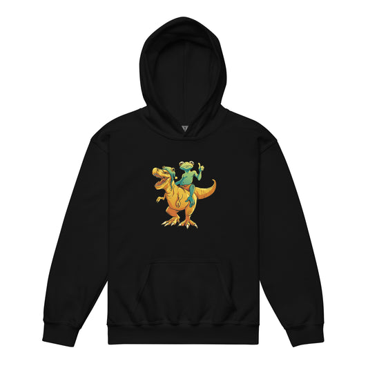 Frog on a Dino Youth Hoodie