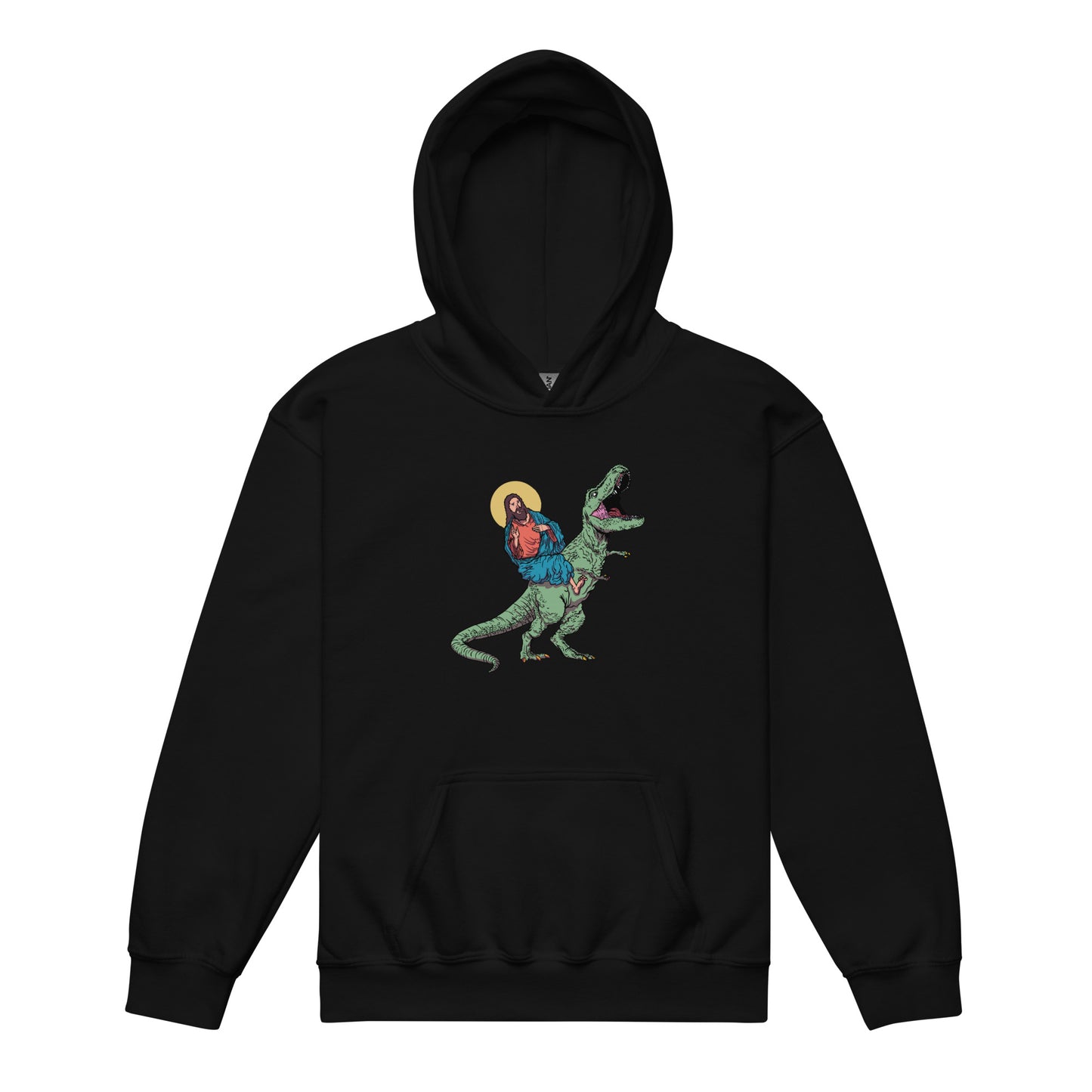 Jesus Riding T-Rex Youth Hoodie