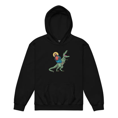 Jesus Riding T-Rex Youth Hoodie