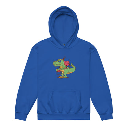 Valentine's Heart Riding Dino Youth Hoodie