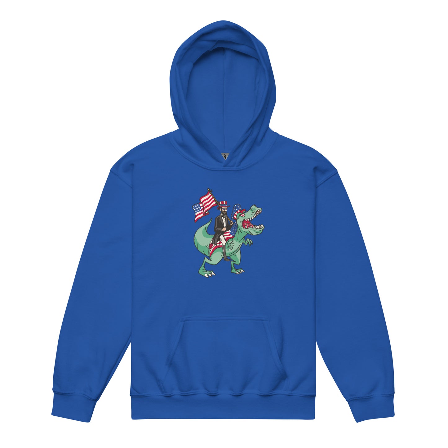 Abe Lincoln Riding T-Rex Youth Hoodie