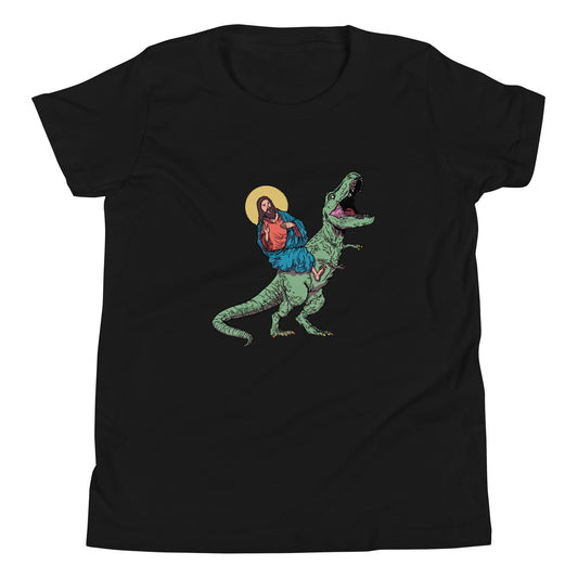 Jesus Riding T-Rex Youth T-Shirt