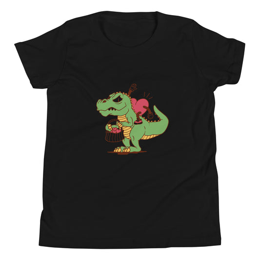 Valentine's Heart Riding Dino Youth T-Shirt