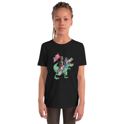 Abe Lincoln Riding T-Rex Youth T-Shirt