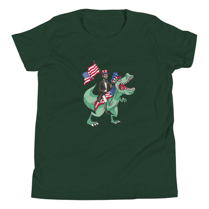 Abe Lincoln Riding T-Rex Youth T-Shirt